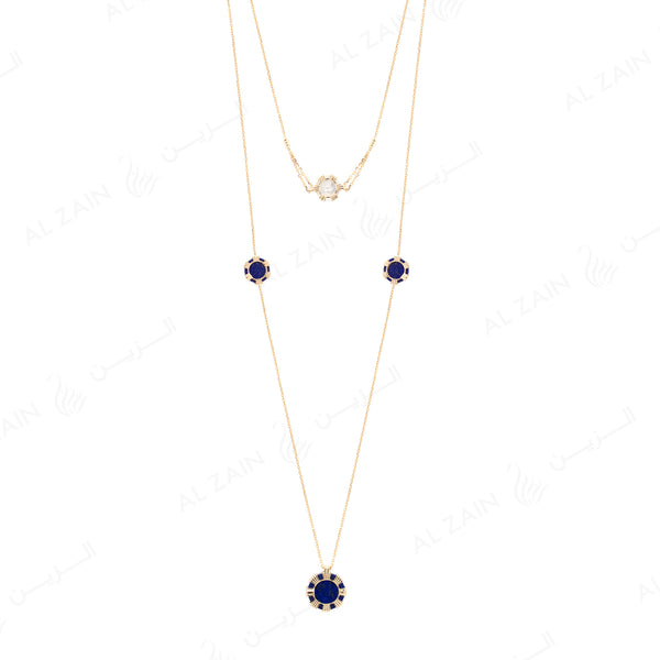 Cordoba necklace in yellow gold with lapis and mother of pearl stones