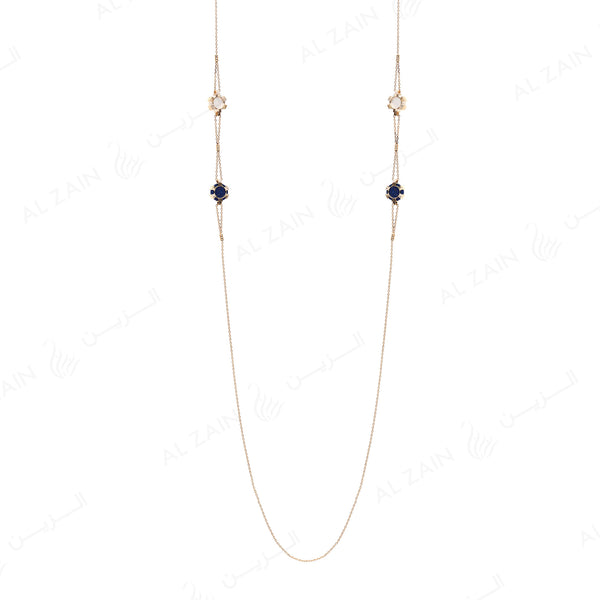 Cordoba necklace in yellow gold with lapis mother of pearl stones