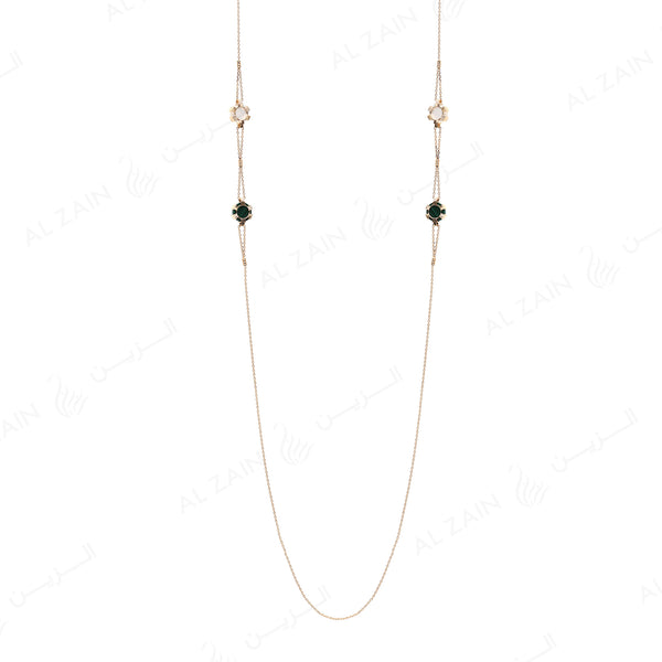 Cordoba necklace in yellow gold with malachite mother of pearl stones