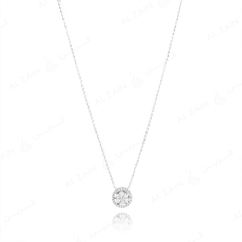 18k White gold pendant illusion set diamonds