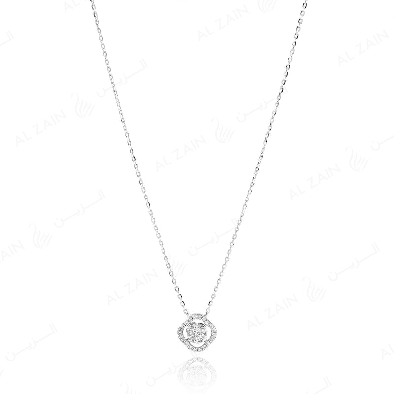 18k White gold pendant illusion set diamonds
