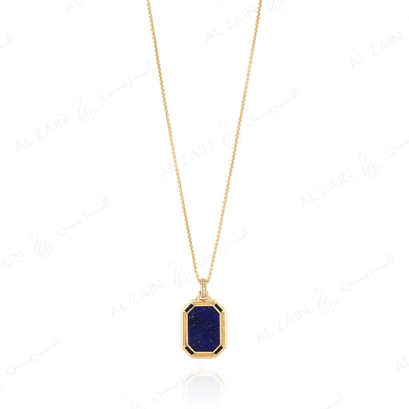 Ayat Al Kursi Necklace in Yellow Gold with Lapis Lazuli
