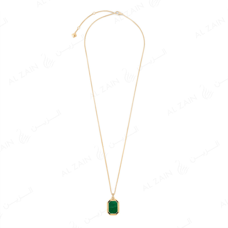 Ayat Al Kursi Necklace in Yellow Gold with Malachite