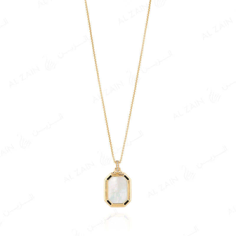 Ayat Al Kursi Necklace in Yellow Gold with Mother of Pearl