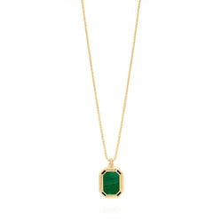 Ayat Al Kursi Pendant in 18k Yellow Gold  Black Ceramic Diamonds & Malachite