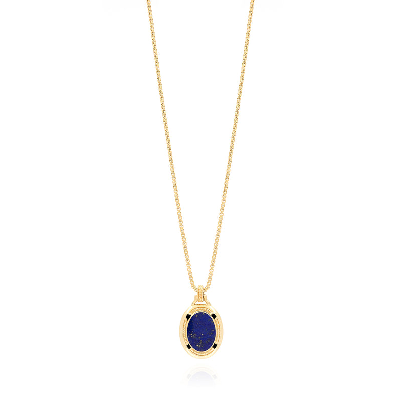 Ayat Al Kursi Pendant in 18k Yellow Gold  Black Ceramic & Lapis lazuli