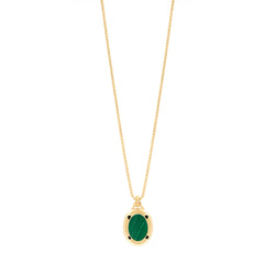 Ayat Al Kursi Pendant in 18k Yellow Gold  Black Ceramic & Malachite