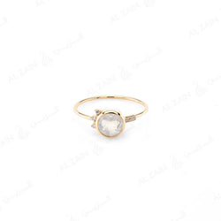 Melati round ring in Yellow Gold with Moon Stone and Diamonds