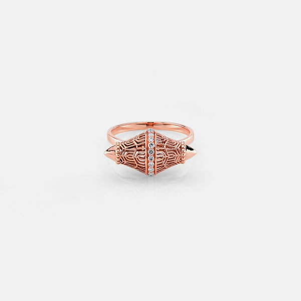 Al Merriyah rosegold edition. 18k Polished finish ring with diamonds - Al Zain Jewellery