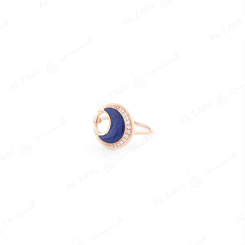 Al Hilal ring in rose gold with lapis stone and diamonds