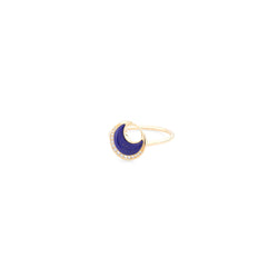 Al Hilal ring in yellow gold with lapis stone and diamonds