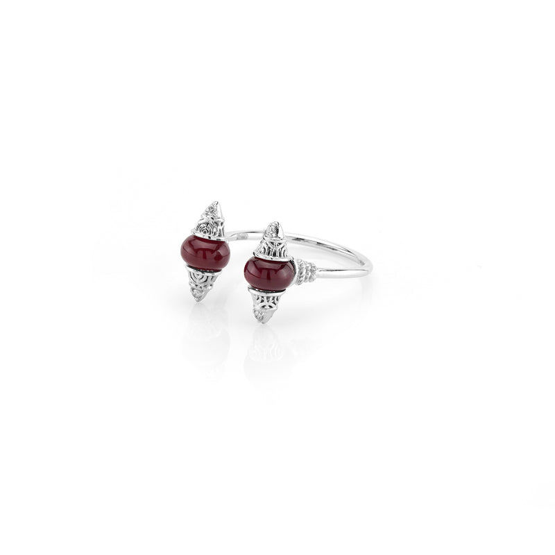 Al Merriyah mood colour ring in 18k white gold with ruby and diamonds