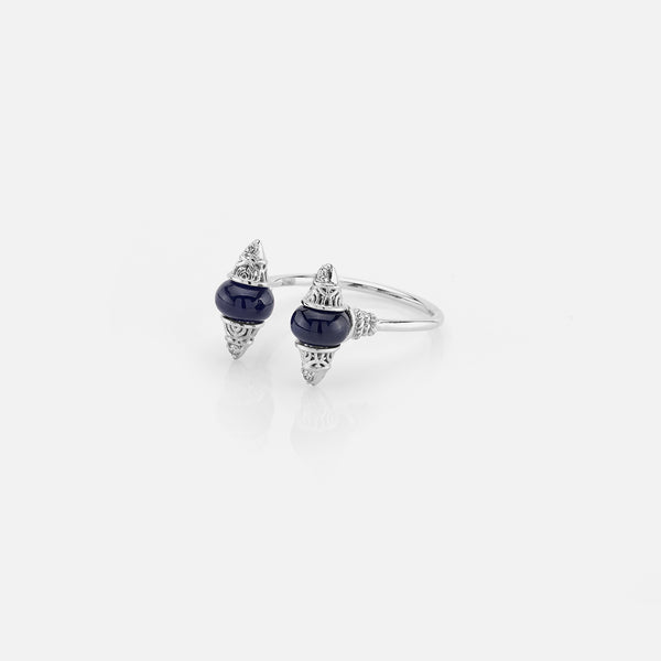 Al Merriyah mood colour ring in 18k white gold with sapphire and diamonds - Al Zain Jewellery