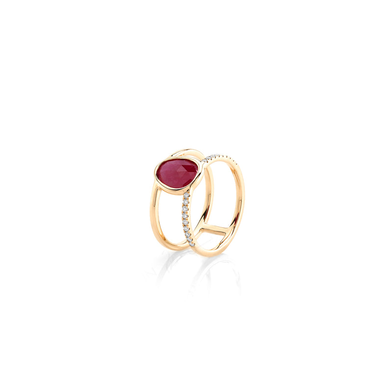 Precious Nina Ring in 18k Yellow Gold with Ruby Stones and Diamonds