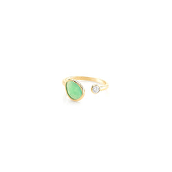 Simply Nina ring in 18k yellow gold with Chrysoprase stone and diamond