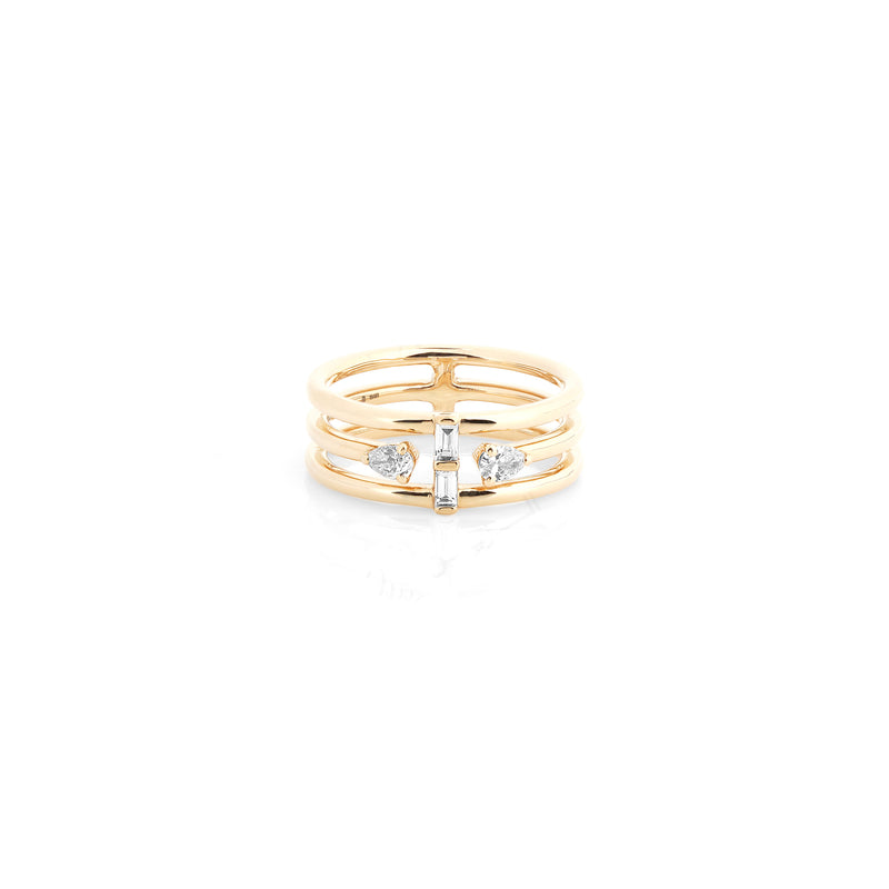 Mystique ring collection with diamonds in yellow gold
