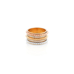 18k Hab El Hayl Evolution Ring in Tri-Color Gold with Diamonds
