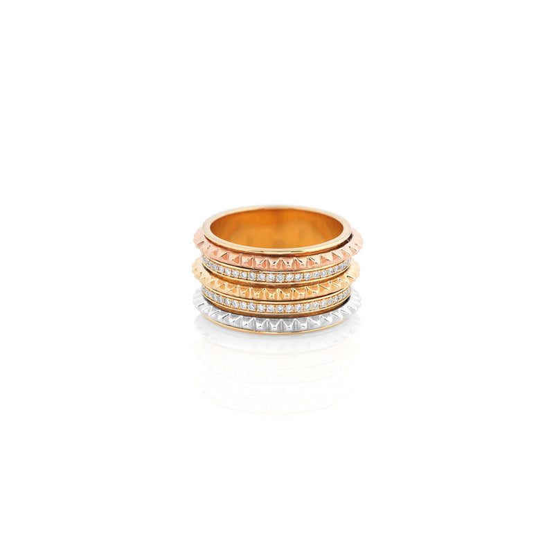 18k Hab El Hayl Evolution Ring in Tri-Color Gold with Diamonds