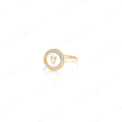 Bahrain flag Ring in 18k yellow gold with Mother of Pearl and Diamonds
