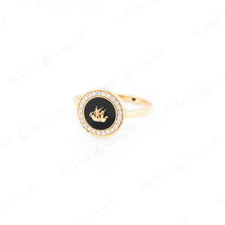 Kuwait Ring in Yellow Gold with diamonds and onyx stone