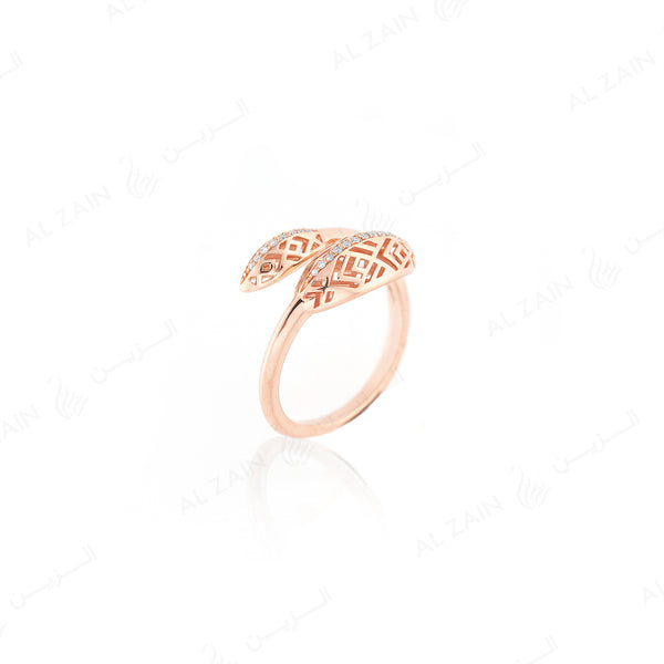18k Al Merriyah M/5 ring in rose gold with diamonds