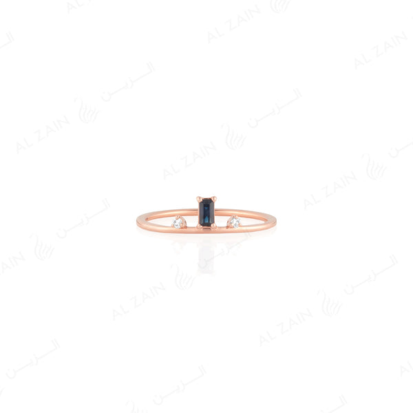 Mystique ring in rose gold with diamonds and sapphire stone
