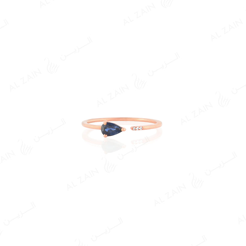 Mystique ring in rose gold with diamonds and sapphire stone