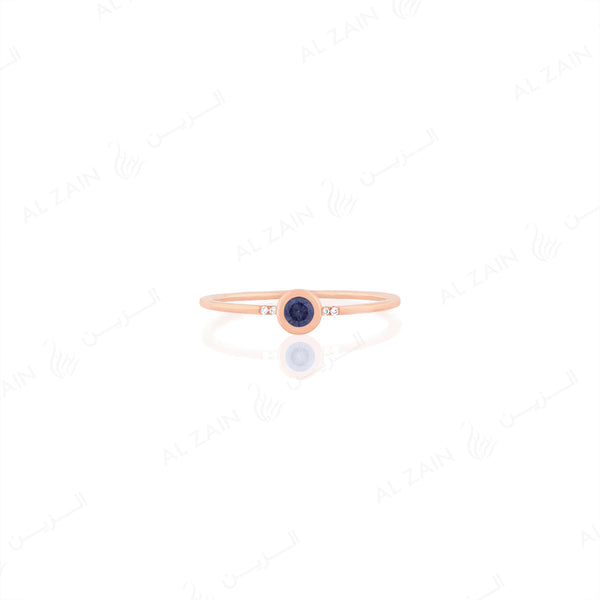Mystique ring in rose gold with diamonds and sapphire stone