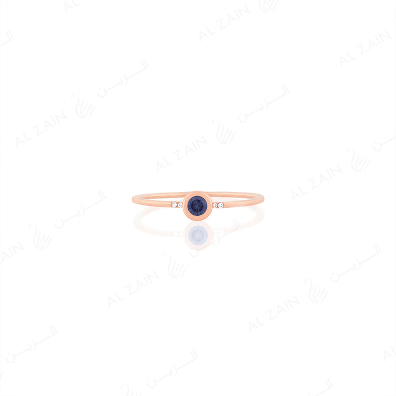 Mystique ring in rose gold with diamonds and sapphire stone