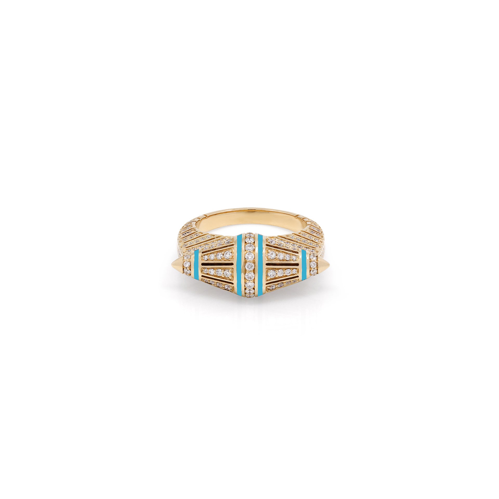 Al Merriyah Hyceram Barrel Shaped Turquoise Ring