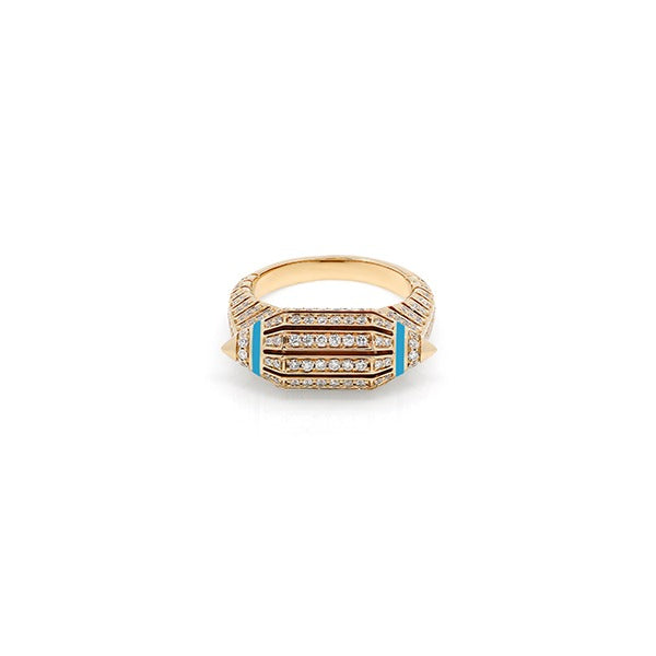 Al Merriyah Hyceram Barrel Shaped Turquoise Ring