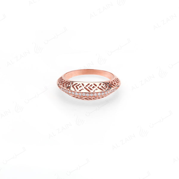 18k Al Merriyah M/5 ring in rose gold with diamonds