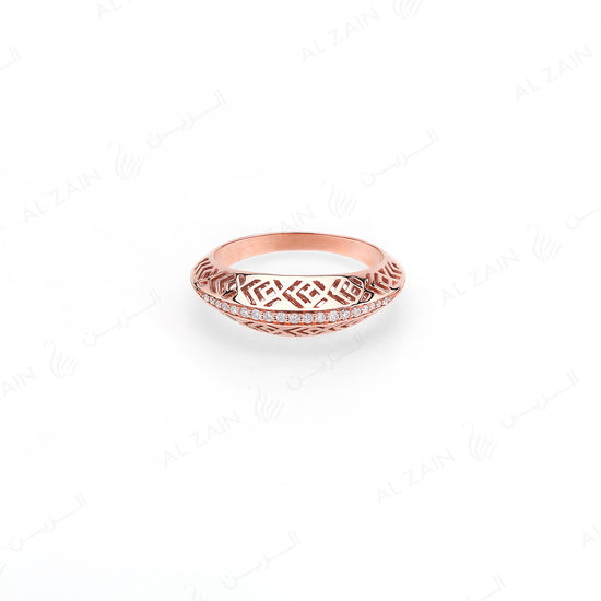 18k Al Merriyah M/5 ring in rose gold with diamonds