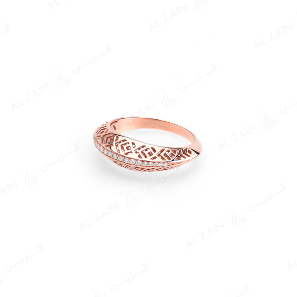 18k Al Merriyah M/5 ring in rose gold with diamonds