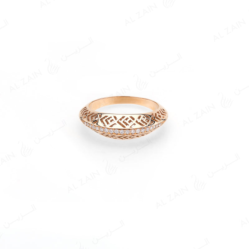 18k Al Merriyah M/5 ring in yellow gold with diamonds