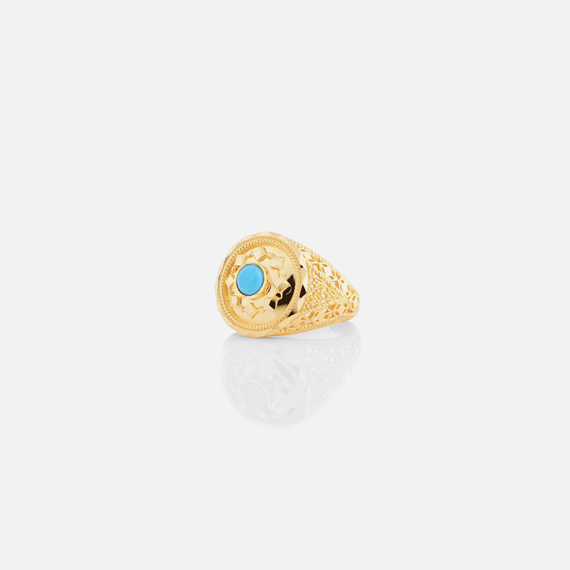 21k khatim with turquoise stone - Al Zain Jewellery