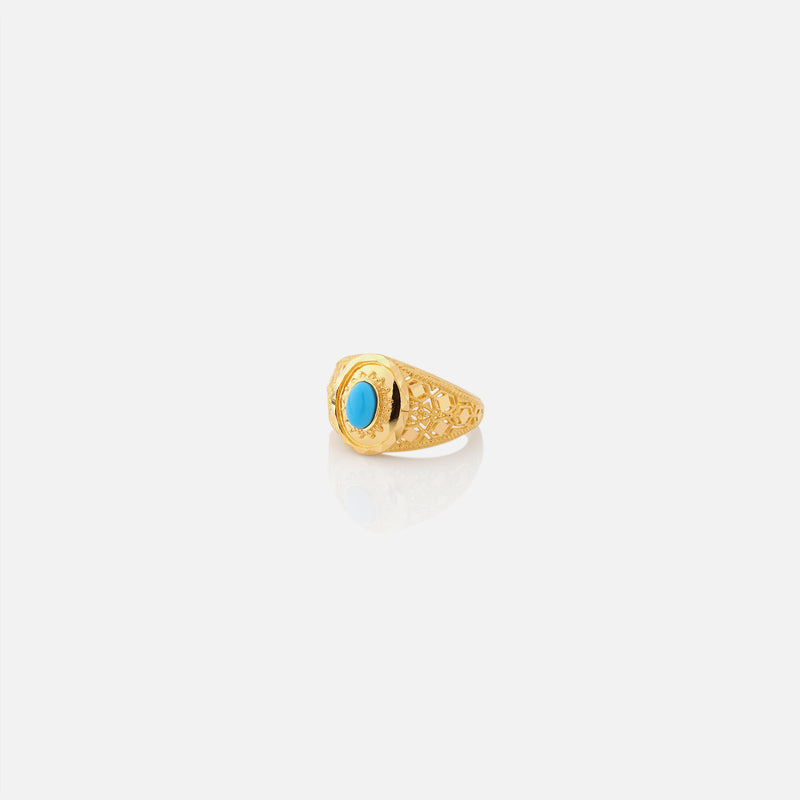 21k khatim with turquoise stone - Al Zain Jewellery