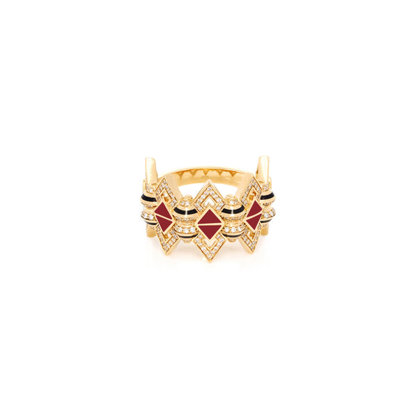 Mosaic Rouge Ring in 18K Yellow Gold And Diamonds