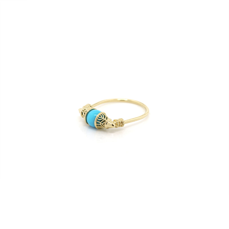 Al Merriyah mood colour in 18k Yellow Gold Ring with Turquoise