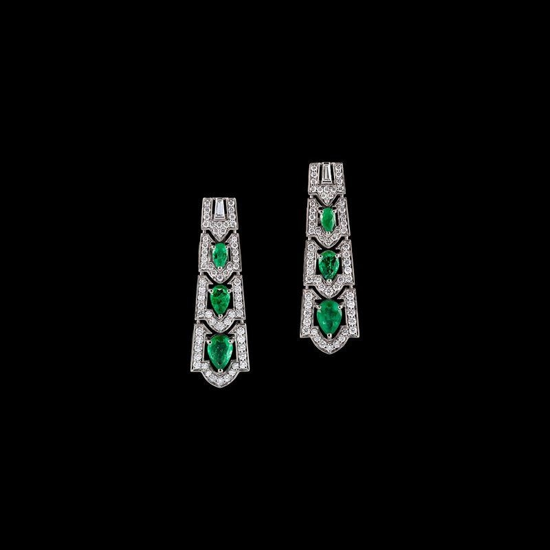 Arab Deco Al Fatinah Emerald Earrings