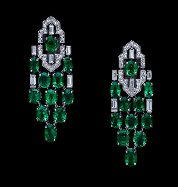 Arab Deco Al Khayyal Emerald Earrings