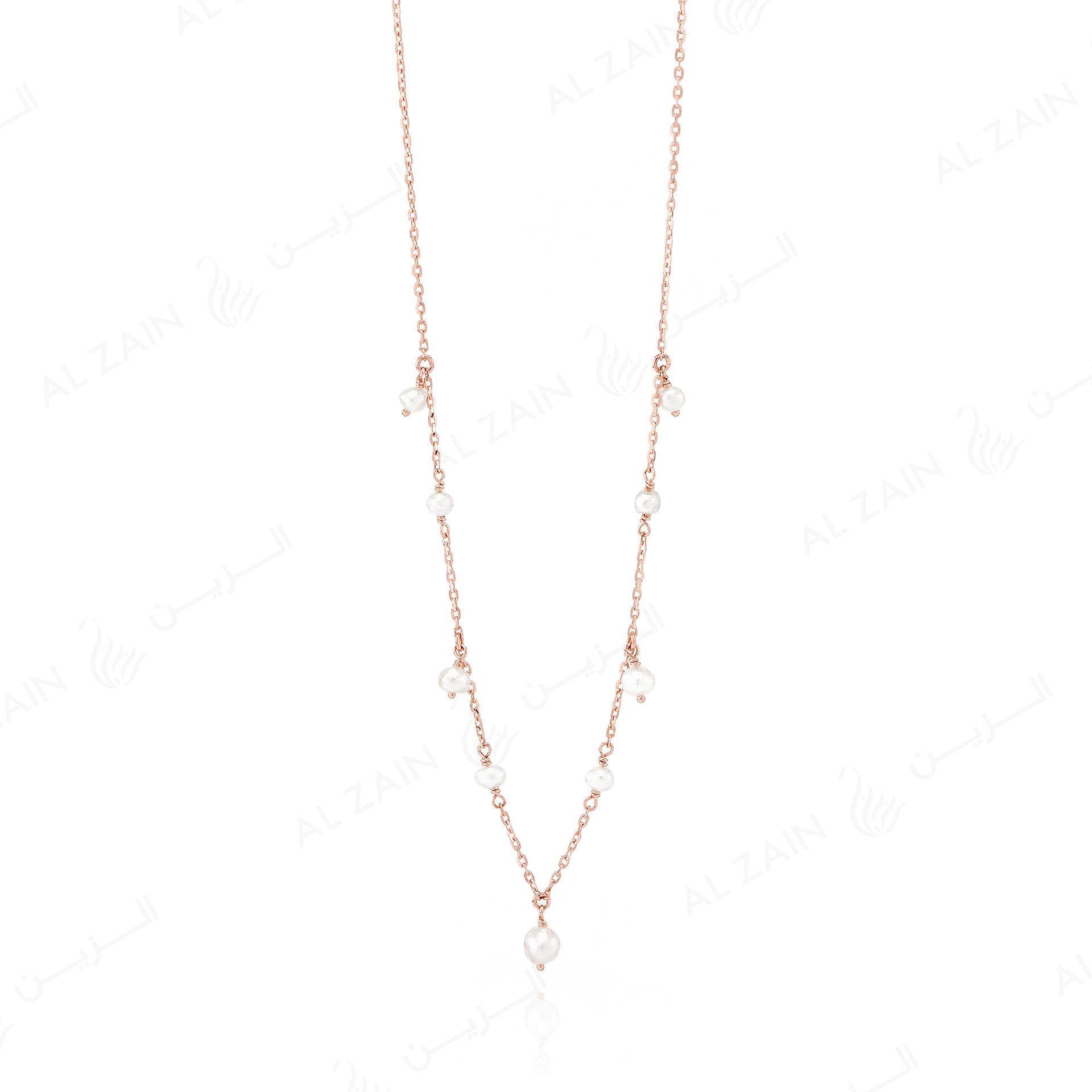 Natural Pearl Necklace in Rose gold