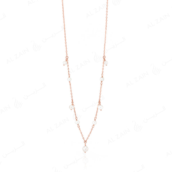 Natural Pearl Necklace in Rose gold