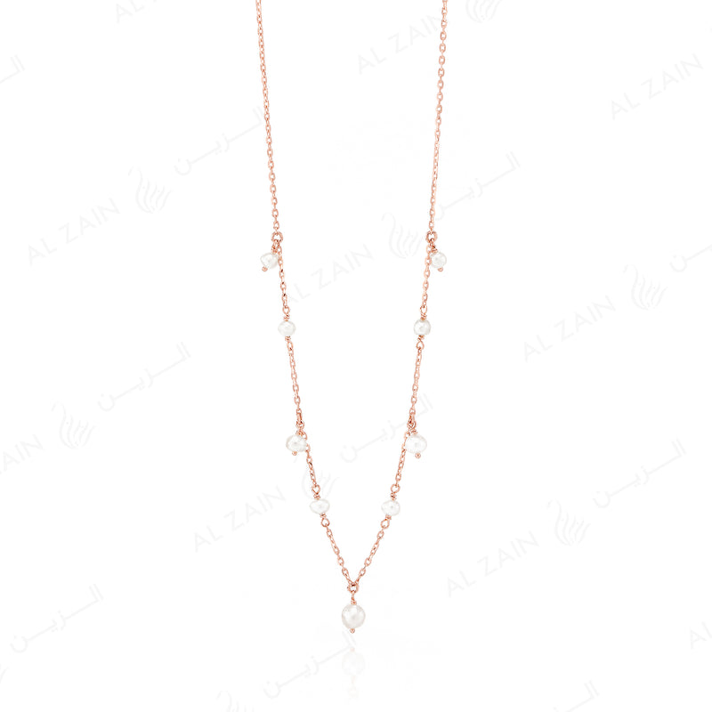 Natural Pearl Necklace in Rose gold