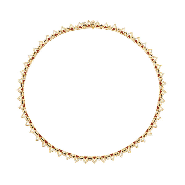 Mosaic Rouge Choker Necklace in 18K Yellow Gold And Diamonds