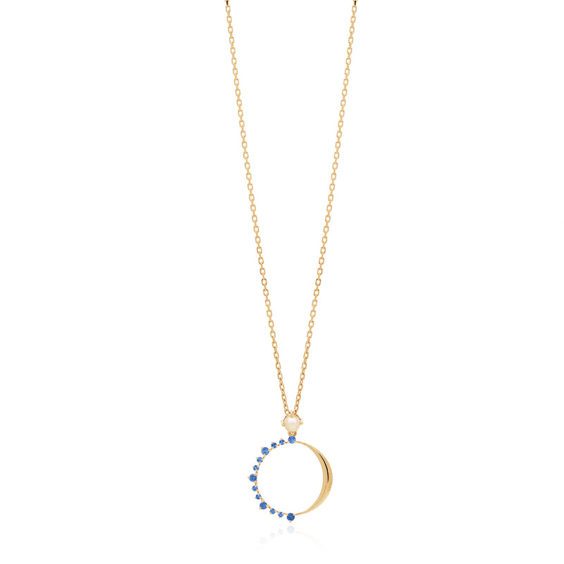Melati "Eclipse" Necklace in Yellow Gold with Blue Sapphire