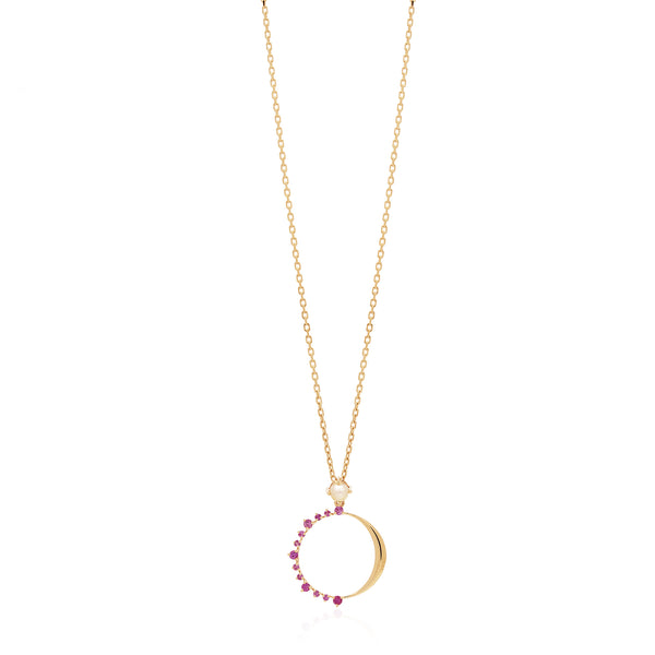 Melati "Eclipse" Necklace in Yellow Gold with Pink Sapphire