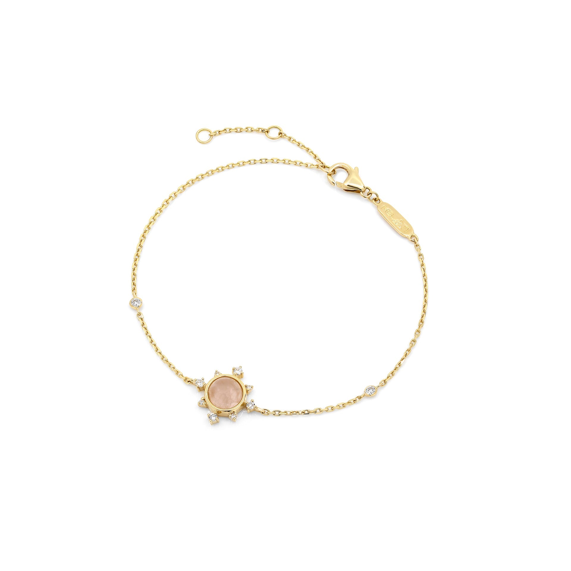 Melati Rise bracelet in Yellow Gold with Rose Quartz and diamonds
