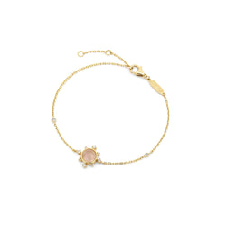Melati Rise bracelet in Yellow Gold with Rose Quartz and diamonds