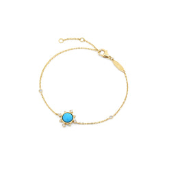 Melati Rise bracelet in Yellow Gold with Turquoise and diamonds